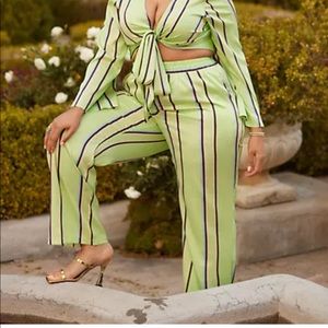 Marcella Metallic Striped Straight Leg Pants and Top Set
